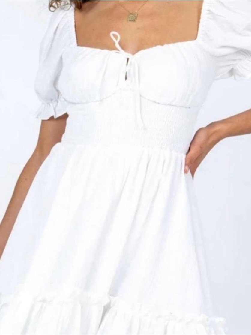 Princess Polly White Puff Sleeve Smock Mini Dress